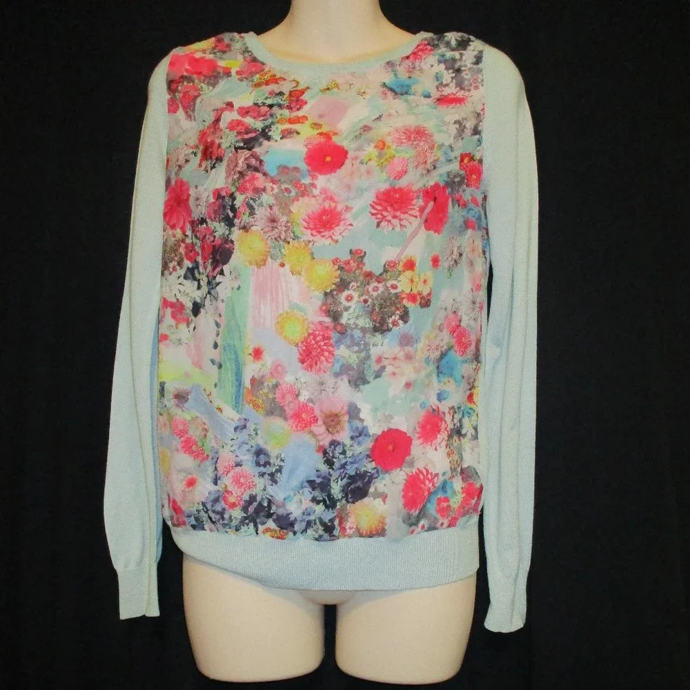 H & M Multicolored Long Sleeves Pullover Floral Top - Picture 15 of 15